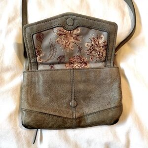 Weathered Gray Leather Hobo Purse